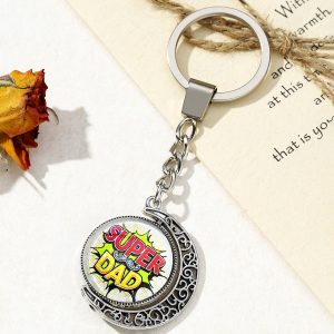 Metal Time Gemstone Fathers Day Keychain