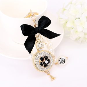 Alloy Creative Perfume Bottle Bowknot Keychain