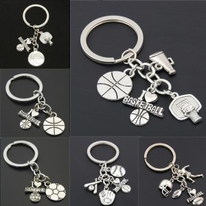 Alloy Football Basketball Football Keychain