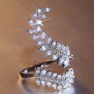 Women'S Zircon Creative Plant Leaf Long Ring