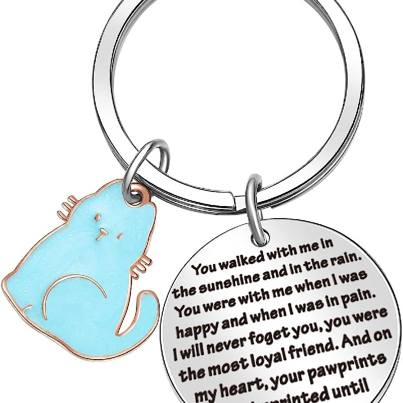 Memorial Cat Stainless Steel Keychain