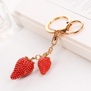 Fashion Alloy Strawberry Keychain