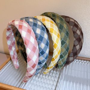 Mesh Sponge Plaid Hair Bands