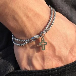Cross Hollow Titanium Steel Bracelet