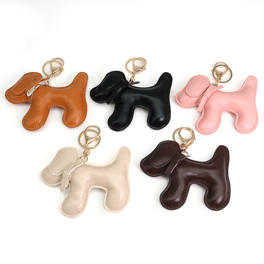 Leather Metal Puppy Keychain