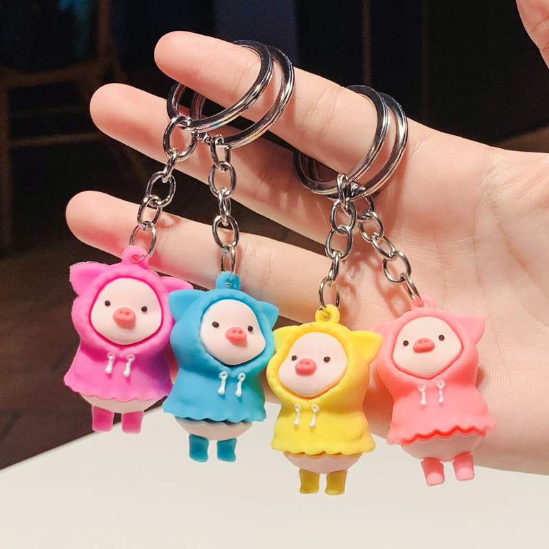 Cartoon Silicone Pig Keychain