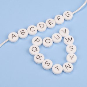 20pcs Flat Round Silicone Letter Beads 26 Alphabet Options