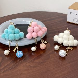 Metal Plush Cloud Pentagram Keychain