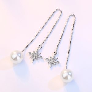 Star-Shaped Pearl Earrings