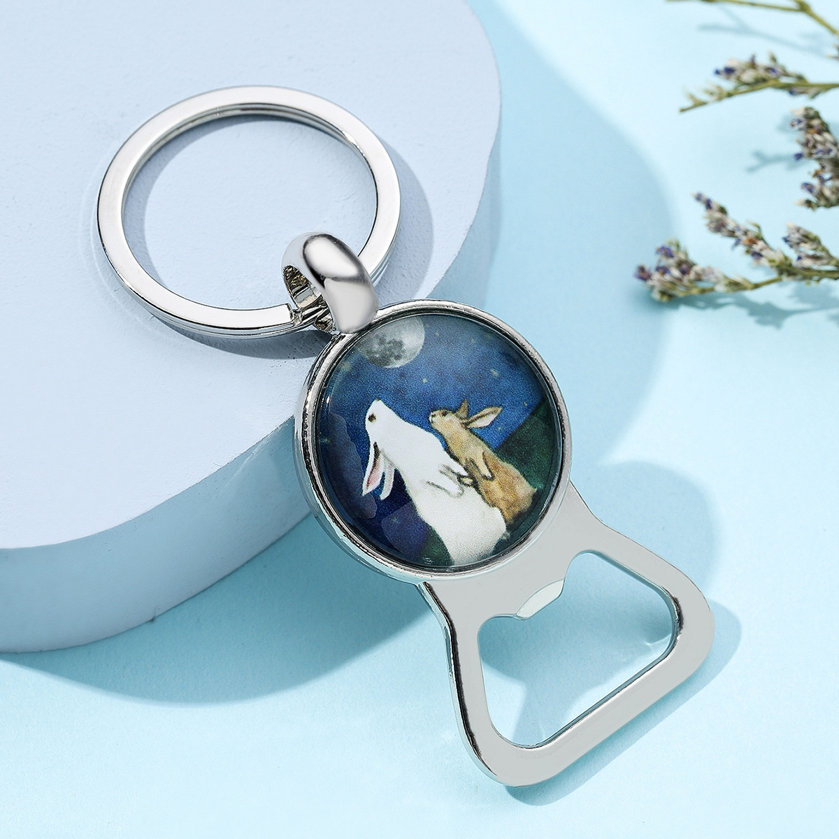 Metal Rabbit Bottle Opener Keychain