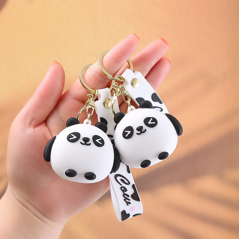 PVC Cartoon Panda Peach Quicksand Keychain