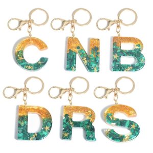 Resin New Style Emerald Green Monogram Keychain