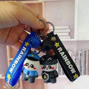 Silicone Cartoon Panda Couple Keychain