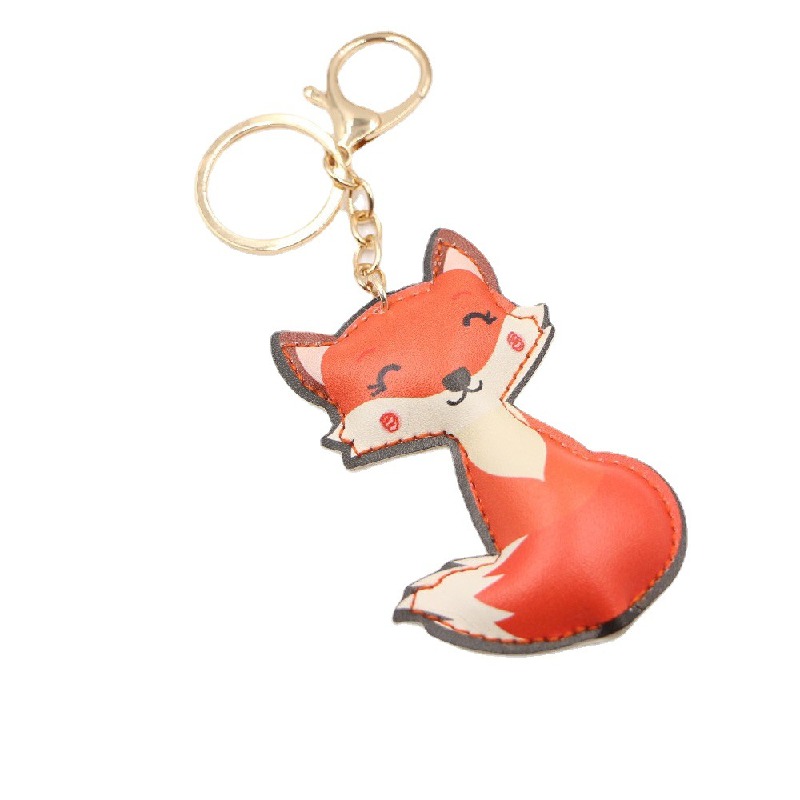 Leather Little Fox Cartoon Keychain