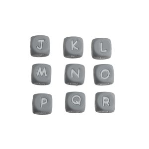 20pcs 12mm Grey Silicone Letter Beads Wholesale