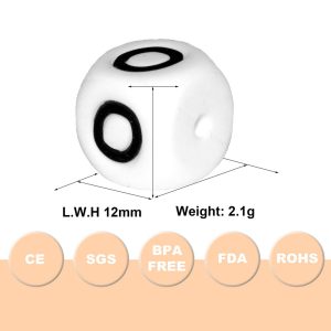 20pcs 12mm White Silicone Letter Beads Wholesale size