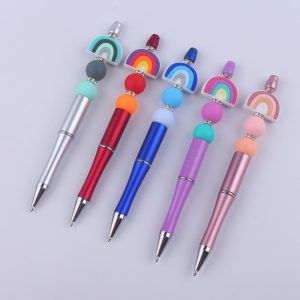 Rainbow Colored Silicone Beaded Pens
