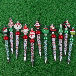 Santa Claus Snowman Silicone Beaded Pens