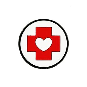 20pcs Red Cross Nurse Symbol Button With White Heart Silicone Focal Beads
