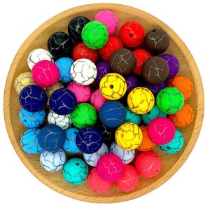 50pcs 15mm printed Crackle Silicone Beads