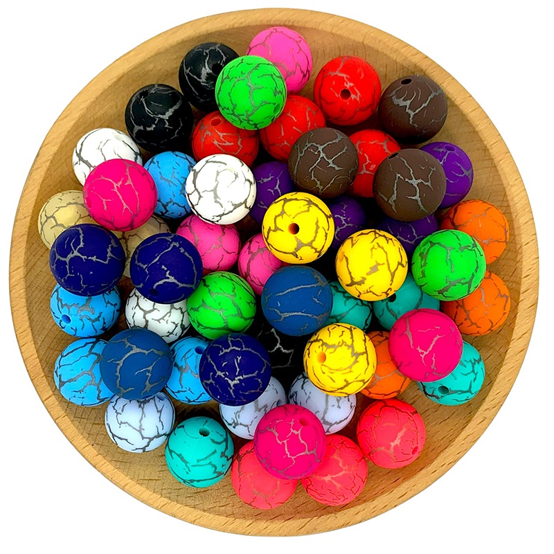 Printed Crackle Silicone Beads