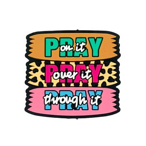 20pcs Pray On Over Throught It Silicone Focal Beads