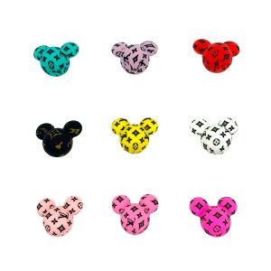 20pcs Mickey Printed LV Silicone Focal Beads