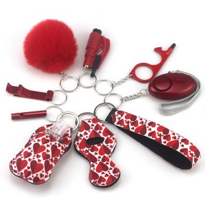 10 Pack Outdoor Self-Defense Alarm Whistle Pompom Keychain
