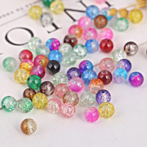 140pcs 6mm Dual Color Cracked Glass Beads