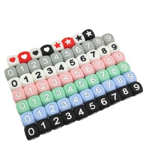 12mm Number Cube Square Silicone Beads Wholesale main 3