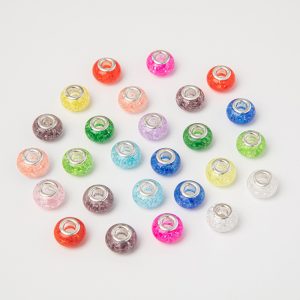 50pcs 14mm Crackle Large Hole Acrylic Spacer Beads