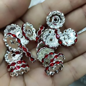 50pcs 12mm Rhinestone Wavy Spacer Beads