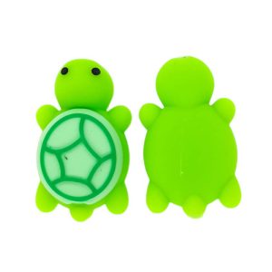 3D Cute Little Green Turtle Silicone Focal Beads
