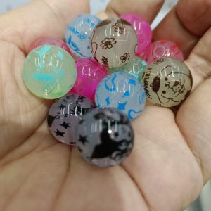 100pcs 16mm Transparent Jelly Color Printing Sanrio Acrylic Beads