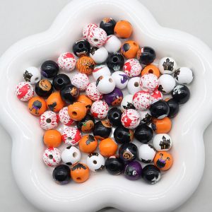 50pcs 16mm Halloween Blood Drop Ghost Hand Schima Wooden Beads
