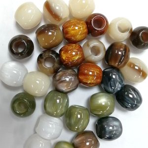 100pcs 12mm Fluid Glitter Powder Large Hole Resin Barrel Beads