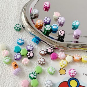 1pc 11mm Baking Painted Cat Paw Alloy Beads