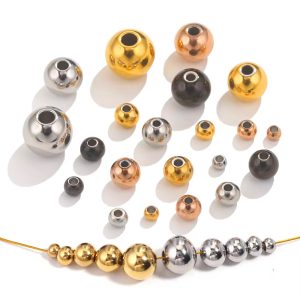 50pcs 3-8mm Smooth Stainless Steel Round Beads