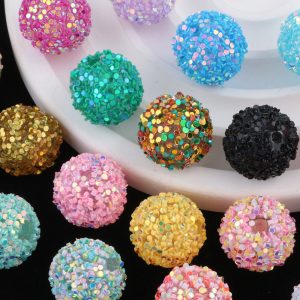 20pcs 20mm Glitter Powder Bubblegum Beads