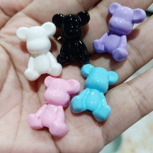 100pcs 24mm Baking Painted Violence Bear Acrylic Beads