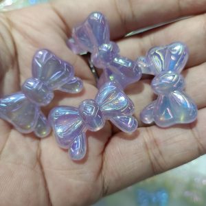 100pcs 29mm Glow In The Dark Powder Bow Acrylic Beads