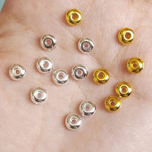 50pcs 6/4mm Glossy Round Alloy Tibetan Spacer Beads