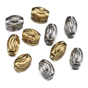 20pcs 3/5mm Curved Arc Oval Stainless Steel Beads
