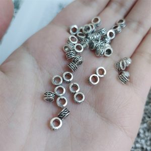 50pcs 4mm Vintage Patterned Ring Alloy Tibetan Spacer Beads