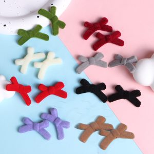 10pcs 35mm Tiny Bow Flocking Beads