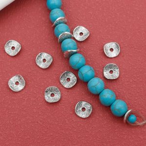 1pc 8mm Irregular Brushed Alloy Tibetan Spacer Beads