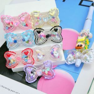 5pcs 40mm Hand Painted Bow Shake Toy Acrylic Beads