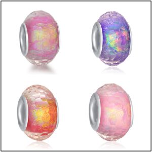 20pcs 14mm Faceted Candy Colored Silver Foil Resin Spacer Beads
