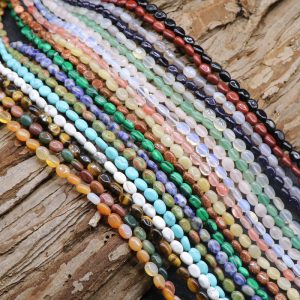 48Pcs 6 * 8mm Oval Shaped Semi Precious Gemstone Beads
