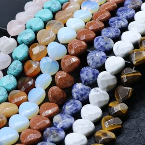 14Pcs 15mm Sectional Heart Shaped String Semi Precious Gemstone Beads